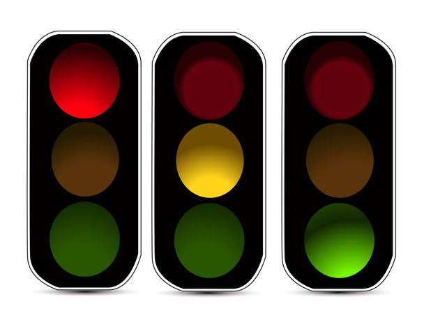 Red orange green traffic lights - Vektor, kép