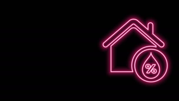 Glowing neon line House humidity icon isolated on black background. Weather and meteorology, thermometer symbol. 4K Video motion graphic animation - Footage, Video
