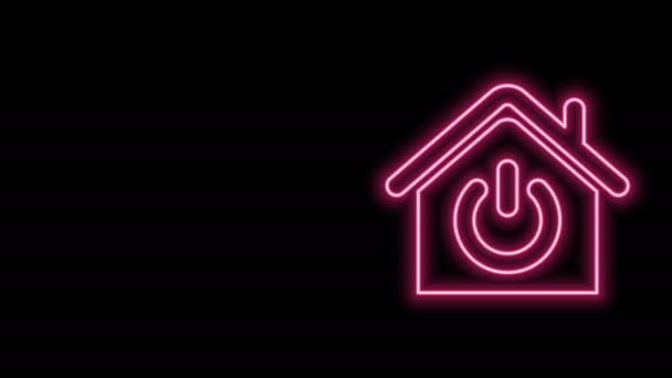 Linea neon luminosa Icona Smart home isolata su sfondo nero. Telecomando. Animazione grafica 4K Video motion - Filmati, video