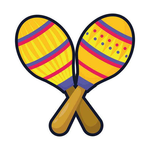 maracas mexican culture flat style icon - Vector, Image