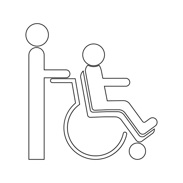 σχέδιο εικονογράφησης του λογότυπου αναπηρικής πολυθρόνας - Διάνυσμα, εικόνα