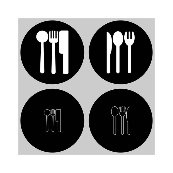 black and white logo spoon and fork vektor template - Vector, Image