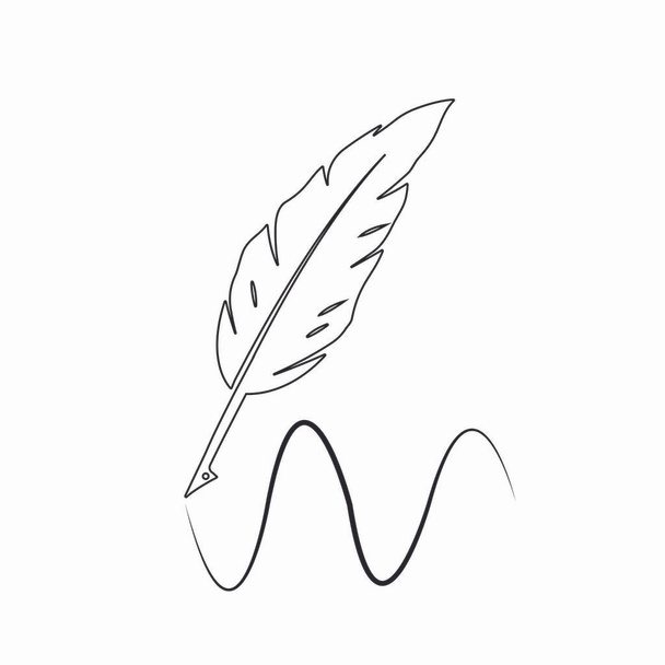 иконка пера перо, классическая иллюстрация канцелярских принадлежностей - Вектор,изображение