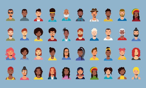 ομάδα χαρακτήρων ανθρώπων ποικιλομορφίας - Διάνυσμα, εικόνα