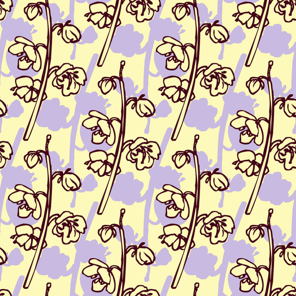 Seamless pattern with line drawing herbs - Vetor, Imagem