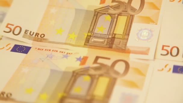 Primer plano de la panorámica en torno a los billetes en euros - Imágenes, Vídeo