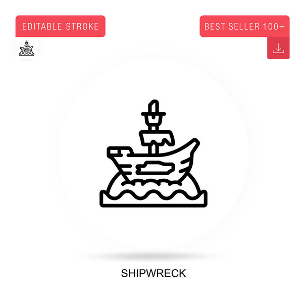 Shipwreck flat vector icon. Vector isolated concept metaphor illustrations. - Vector, Image