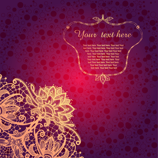 Vintage card on background with lace ornament. - Vector, imagen