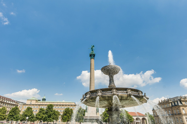 Fountain at Castle Square in Stuttgart, Germany - Photo, Image