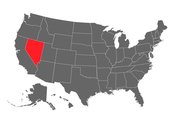 Nevadan vektorikartta. Korkea yksityiskohtainen kuva. Amerikan yhdysvaltojen valtio . - Vektori, kuva