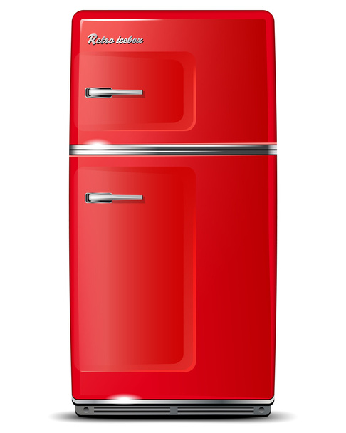 Red retro refrigerator - Wektor, obraz
