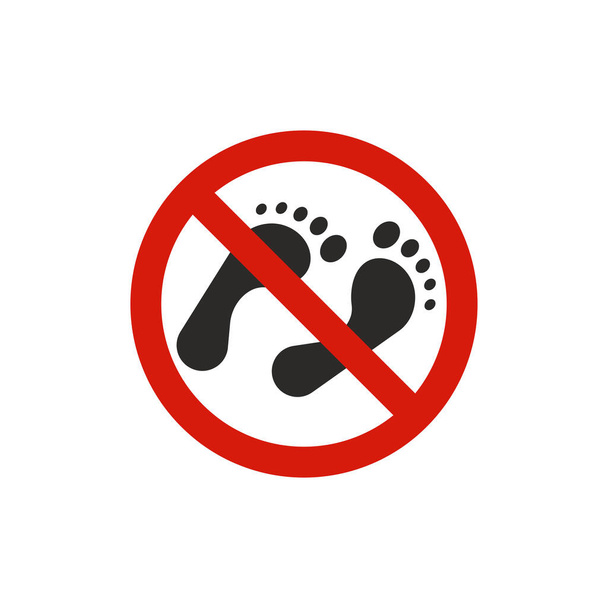 Geen voetafdrukken. Verbod symbool modern, eenvoudig, vector, pictogram voor website design, mobiele app, ui. Vector Illustratie - Vector, afbeelding