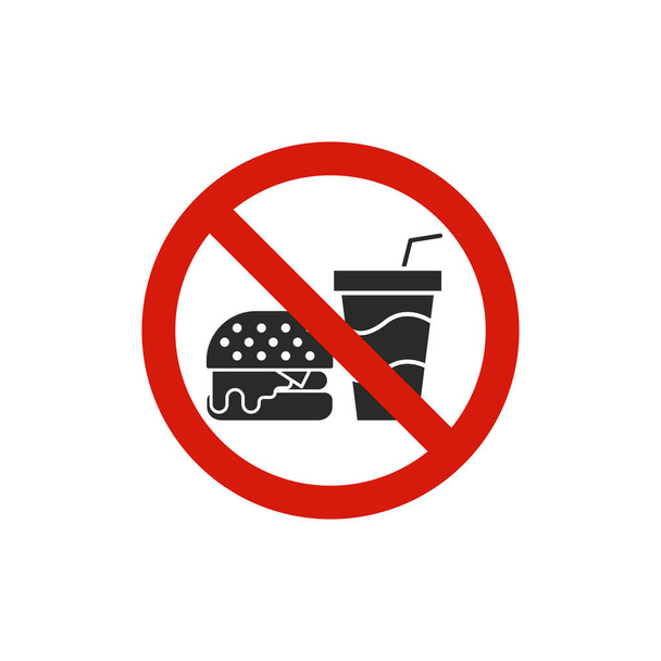 No fast food sign. Prohibition symbol modern, simple, vector, icon for website design, mobile app, ui. Vector Illustration - Вектор,изображение
