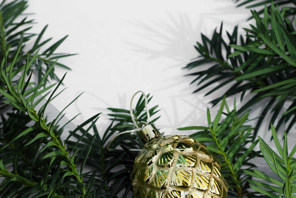 christmas background with fir branches and cones - Foto, Imagem