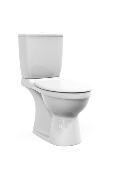 Weiße Toilettenspülung isoliert auf weißem Hintergrund - 3D-Render - Foto, Bild