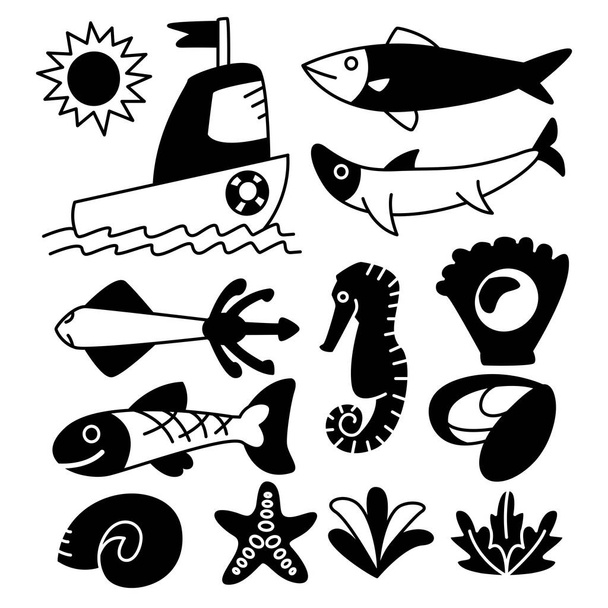 fish, marine and ocean life concept - Vector, Image