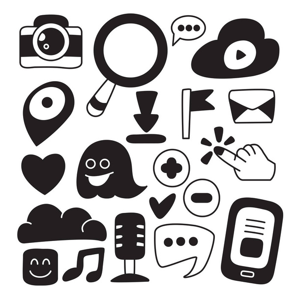 ikony mediów społecznościowych, sieci i komunikacji - Wektor, obraz