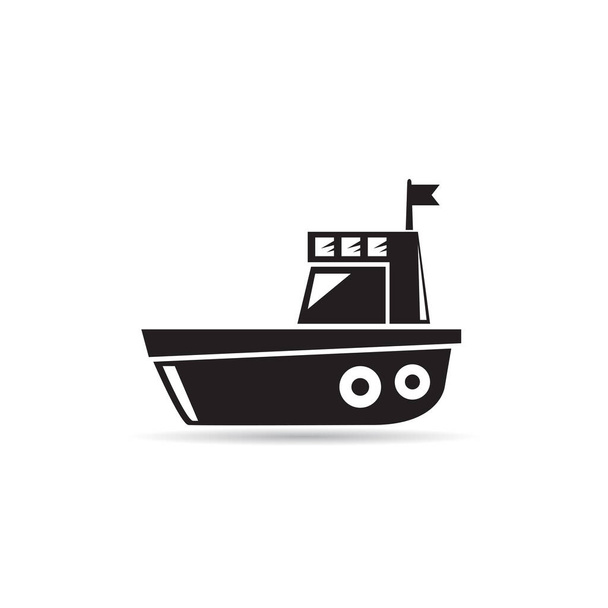 barco de pesca ícone vetor no fundo branco - Vetor, Imagem