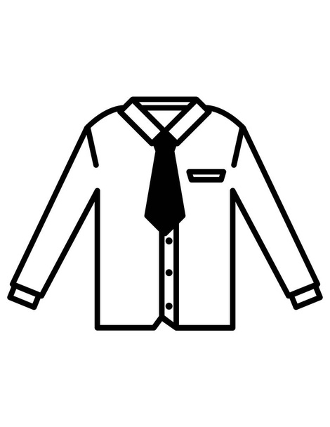 black and white vector illustration of men's shirt icon - Вектор,изображение