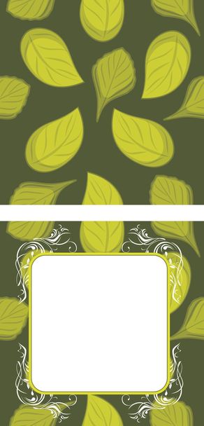 Seamless leafy background and decorative frame - Vector, Imagen