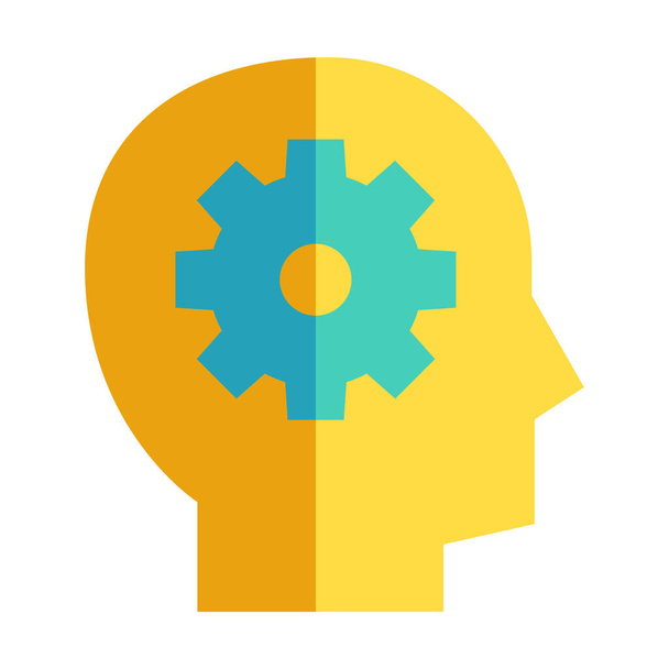 flat icon of human head with gear - Vector, Image