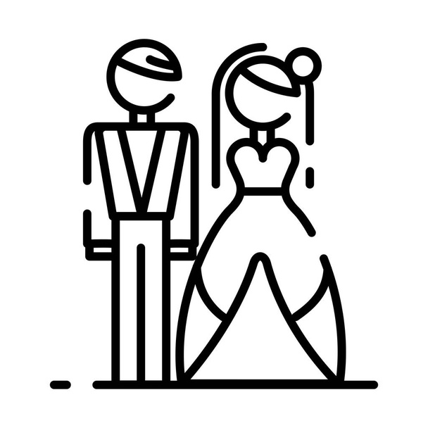 couple in love line icon - Вектор,изображение