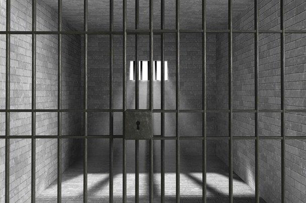 Antigua prisión Grunge vista a través de las barras de la cárcel
 - Foto, Imagen
