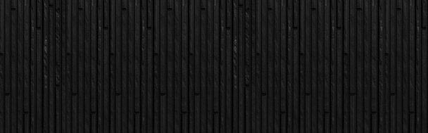 Panorama de parede de pedra preta moderna com listras textura e fundo sem costura - Foto, Imagem