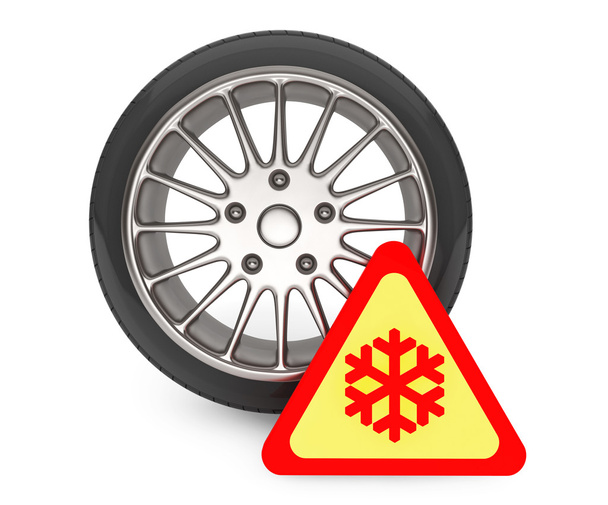 zimní pneumatika zavěšená kola znakem vločka - Fotografie, Obrázek