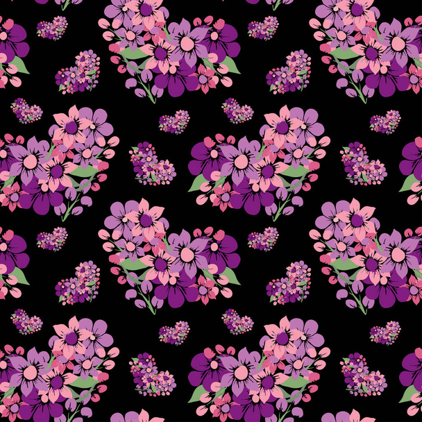 Elegant seamless pattern with floral hearts, design elements. Floral  pattern for invitations, cards, print, gift wrap, manufacturing, textile, fabric, wallpapers - Vektor, obrázek