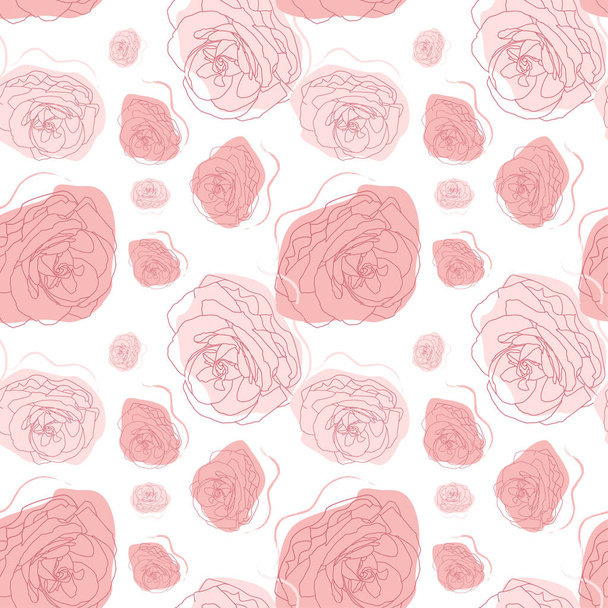 Elegant seamless pattern with rose flowers, design elements. Floral  pattern for invitations, cards, print, gift wrap, manufacturing, textile, fabric, wallpapers - Vetor, Imagem