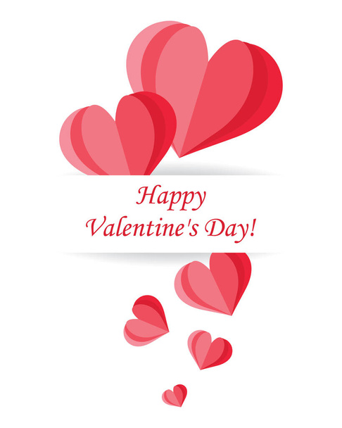Valentines day card with paper heart. Vector. - Vector, Image