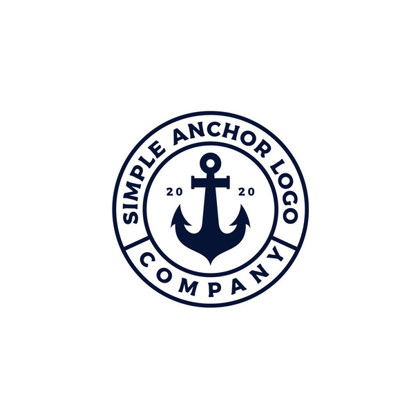 Simple Anchor Silhouette, Vintage Retro Stamp Badge Label Emblem logo design for boat ship navy nautical transport. - Vector, Image
