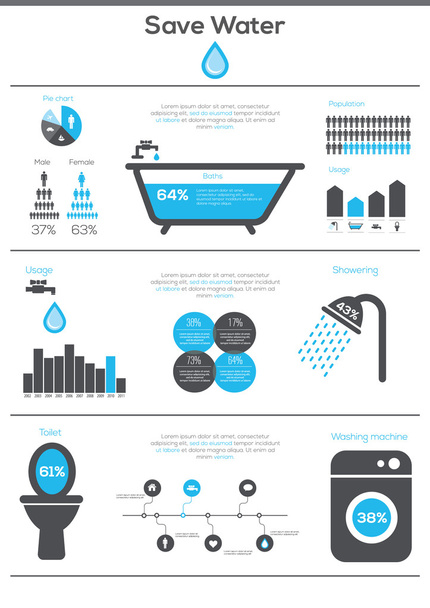 Save Water infographics. - Vettoriali, immagini