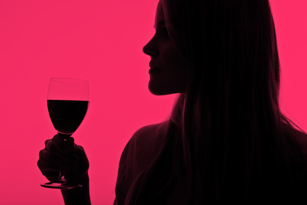 Scandinavian cute young girl drinking wine - Foto, Imagem