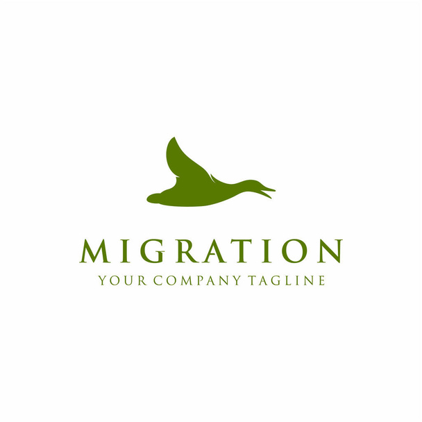 Flying up Diseño de logotipo de ganso, cisne, silueta de pato - Vector, Imagen