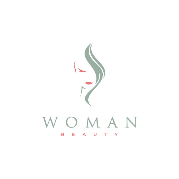 Minimalist Güzellik Kadını ve Saç Logosu Tasarımı İlham - Vektör, Görsel