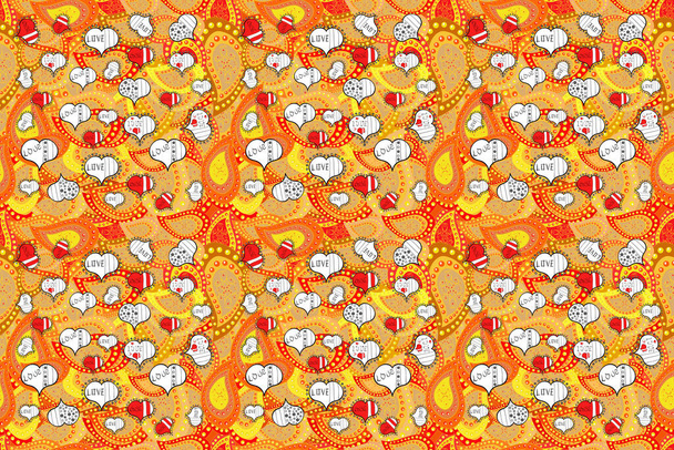 Watercolor painting. Seamless pattern Gentle, spring on yellow, white and orange colors. Raster illustration. - Photo, Image