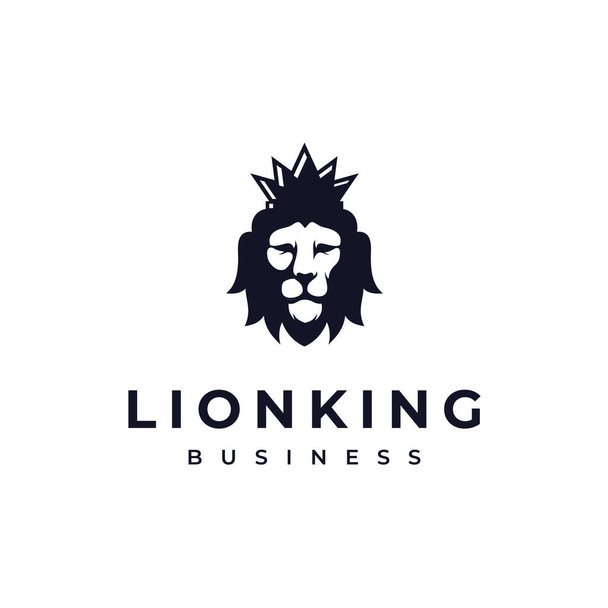 leeuw hoofd vector logo, elegante leeuw logo ontwerp illustratie, leeuw hoofd met kroon logo - Vector, afbeelding