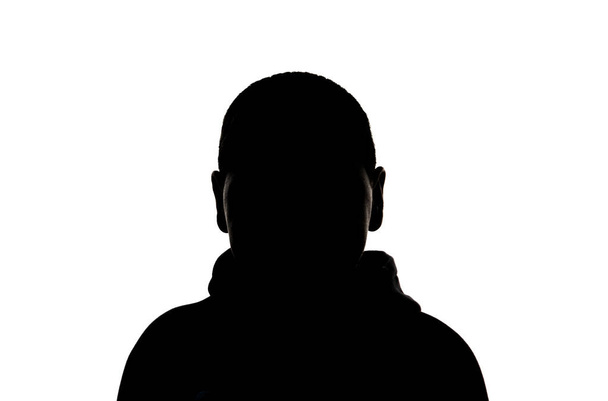 teenager silhouette studio  portrait,  isolated on white background - 写真・画像