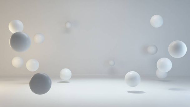 Shapes and white studio light concept background 3D rendering - Фото, изображение