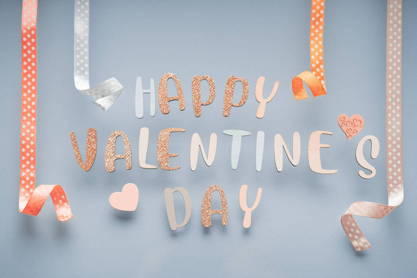 Happy Valentines Day minimal pastel greeting card, frame, banner. - Foto, Imagem