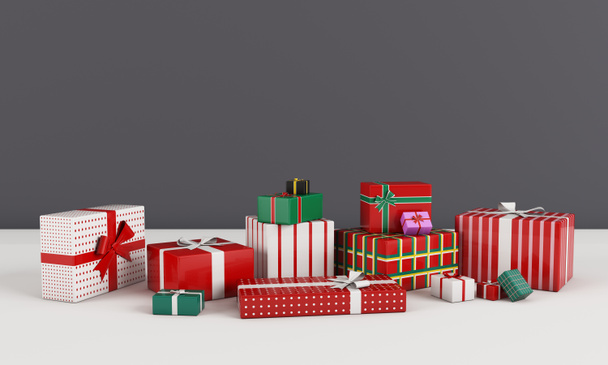 3D vykreslení svazku vánočních dárků - Fotografie, Obrázek