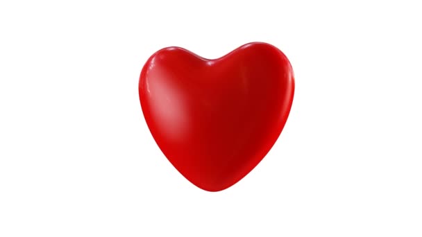 Gran Corazón Rojo. Animación 3D de un gran corazón rojo girando con reflejos HDRI / Concepto de San Valentín - Metraje, vídeo