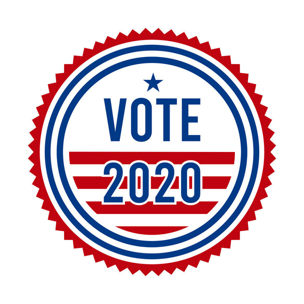 2020 Presidential Election Vote Badge. USA Patriotic Stars and Stripes. United States of America Democratic or Republican President Party Support Pin, Stamp, Brooch or Button. - Vector, Image
