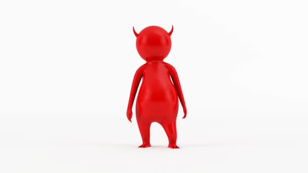 3D znak malý červený ďábel - 3D animace znaků - Little Red Devil postava, nečinný, dýchací postoj - Záběry, video