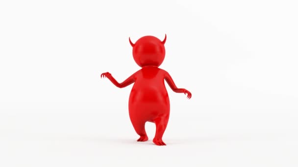 personnage 3D petit diable rouge - animation de personnage 3D - personnage petit diable rouge, marche furtive ou skulking - Séquence, vidéo