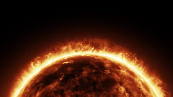Aurinkopinnan 3D-simulointi. Auringonpurkaukset 3D-renderöinti auringon pinnasta - Materiaali, video