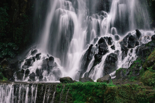Panoramic beautiful waterfall of Azores Islands, Portugal - Foto, imagen
