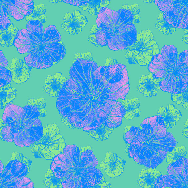 Beautiful seamless pattern with watercolor stylized flowers. Floral summer  print. Contemporary art. - Foto, Imagem